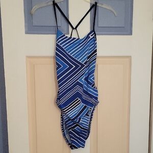 Women's Size 8 Blue Geometric Swimsuit From Nike